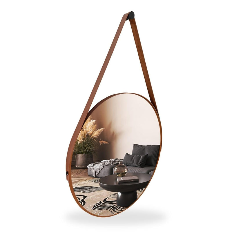 Espelho Redondo Decorativo Suspenso Alça 30cm
