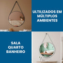 Espelho Redondo Decorativo Suspenso Alça 30cm