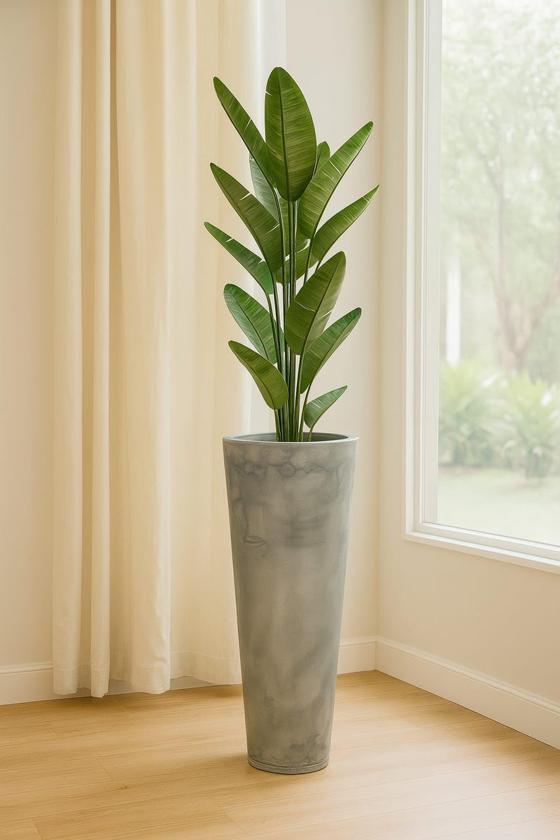 Vaso Alto para Plantas Efeito Marmorizado Luxo