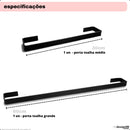 kit banheiro 5 peças – alumínio preto fosco quadrado