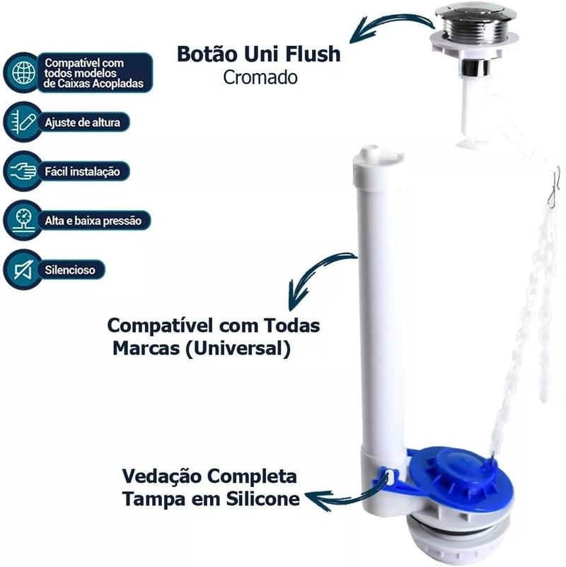 Mecanismo Universal Kit Reparo Caixa Acoplada Completo