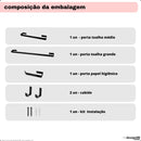 kit banheiro 5 peças – alumínio preto fosco quadrado