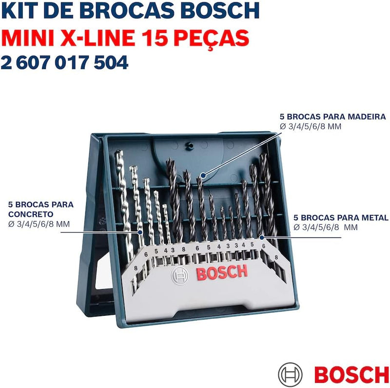 Bosch Jogo brocas alvenaria/metal/Madeira  15 peças