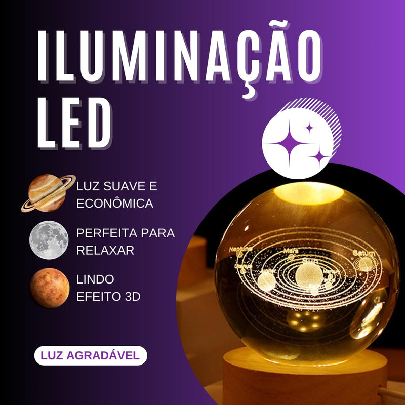 Luminária de Mesa Led Bola de Cristal Astronauta
