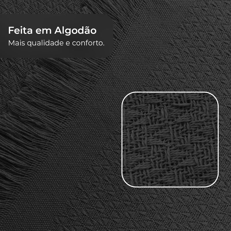 Decolab Manta para Sofá em Algodão com Franjas Artesanais