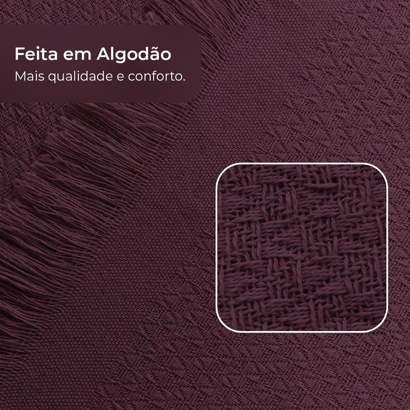 Decolab Manta para Sofá em Algodão com Franjas Artesanais