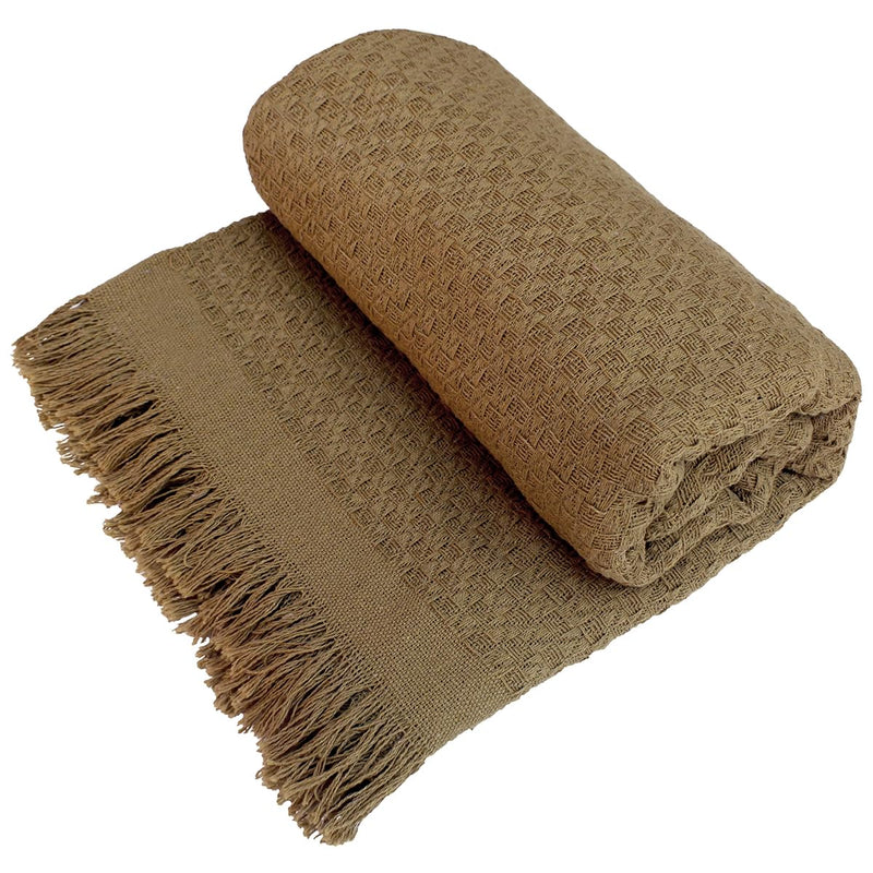 Decolab Manta para Sofá em Algodão com Franjas Artesanais