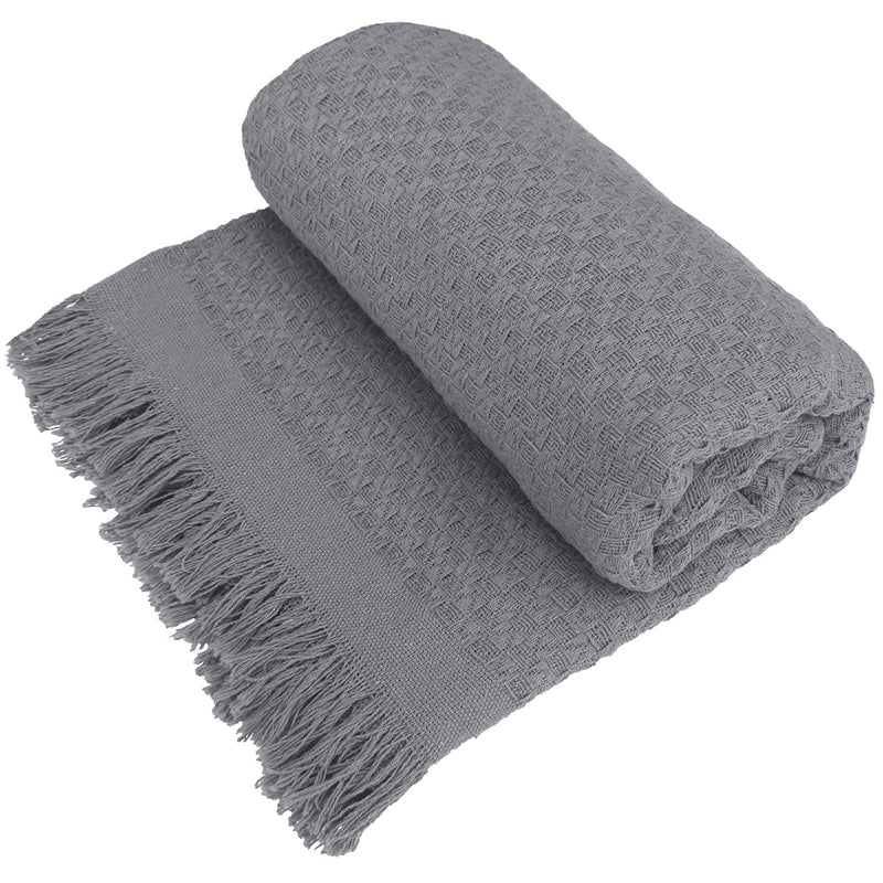 Decolab Manta para Sofá em Algodão com Franjas Artesanais