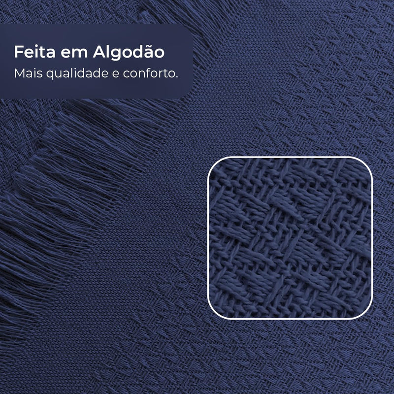Decolab Manta para Sofá em Algodão com Franjas Artesanais