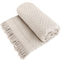 Decolab Manta para Sofá em Algodão com Franjas Artesanais