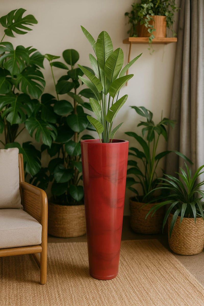 Vaso Alto para Plantas Efeito Marmorizado Luxo