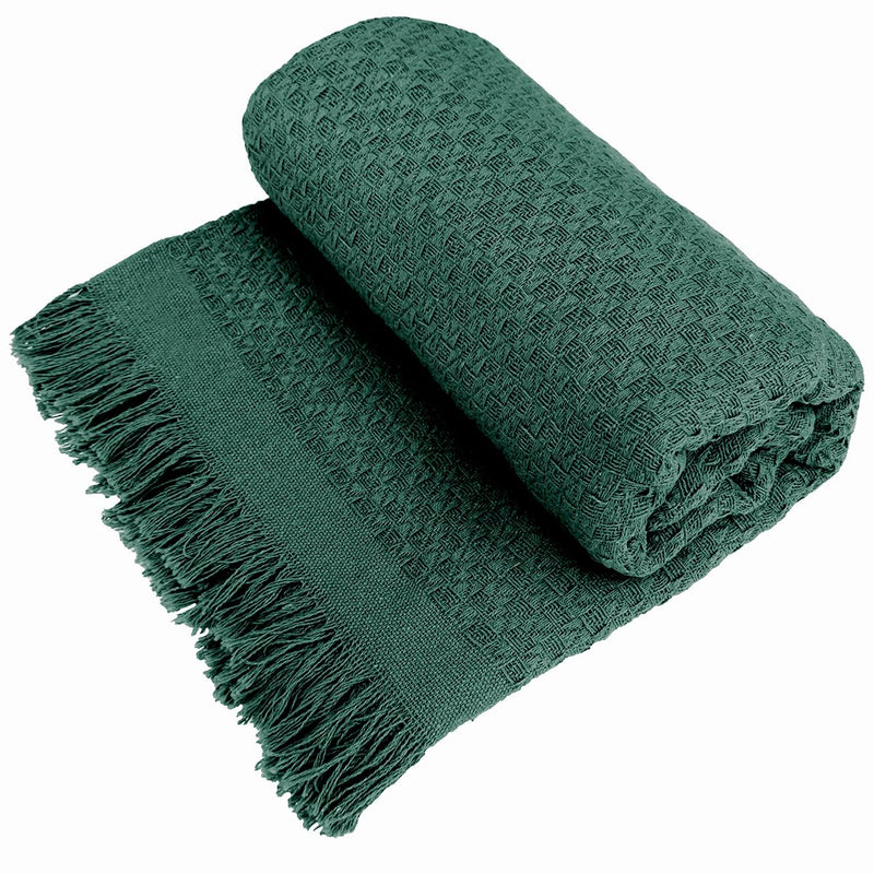 Decolab Manta para Sofá em Algodão com Franjas Artesanais