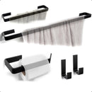 kit banheiro 5 peças – alumínio preto fosco quadrado