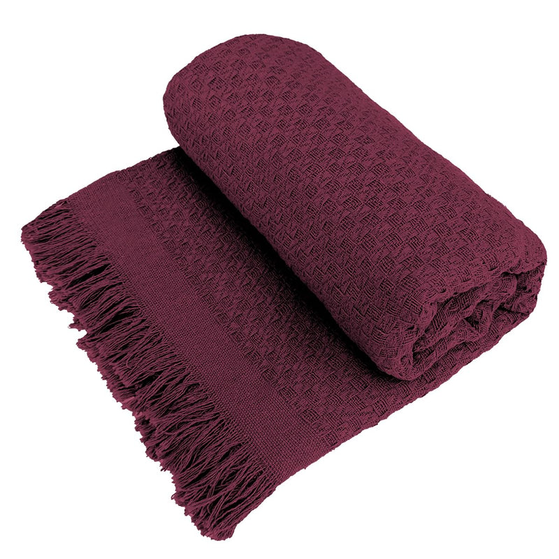 Decolab Manta para Sofá em Algodão com Franjas Artesanais