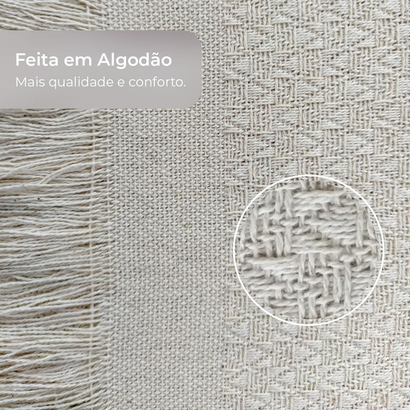 Decolab Manta para Sofá em Algodão com Franjas Artesanais