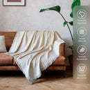 Decolab Manta para Sofá em Algodão com Franjas Artesanais