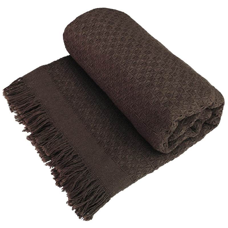 Decolab Manta para Sofá em Algodão com Franjas Artesanais