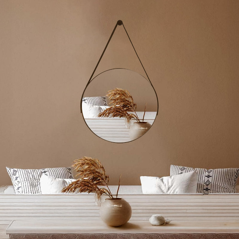 Espelho Redondo Decorativo Suspenso Alça 30cm
