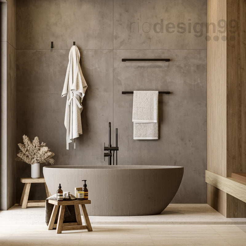 kit banheiro 5 peças – alumínio preto fosco quadrado