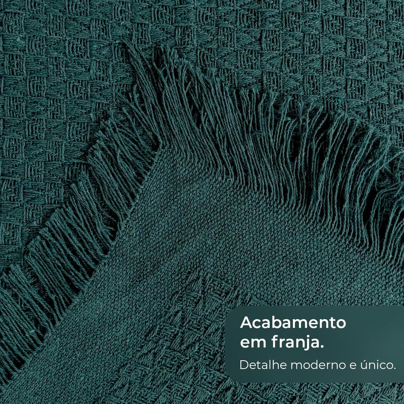 Decolab Manta para Sofá em Algodão com Franjas Artesanais