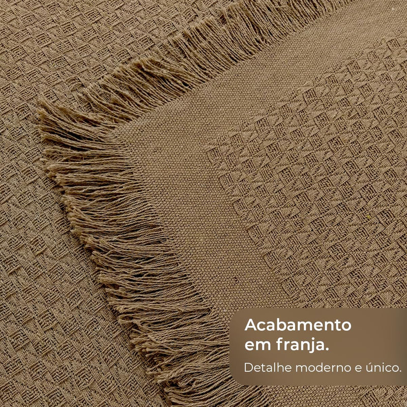 Decolab Manta para Sofá em Algodão com Franjas Artesanais