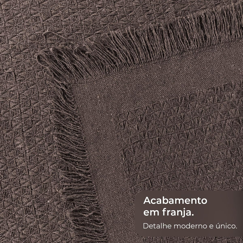 Decolab Manta para Sofá em Algodão com Franjas Artesanais
