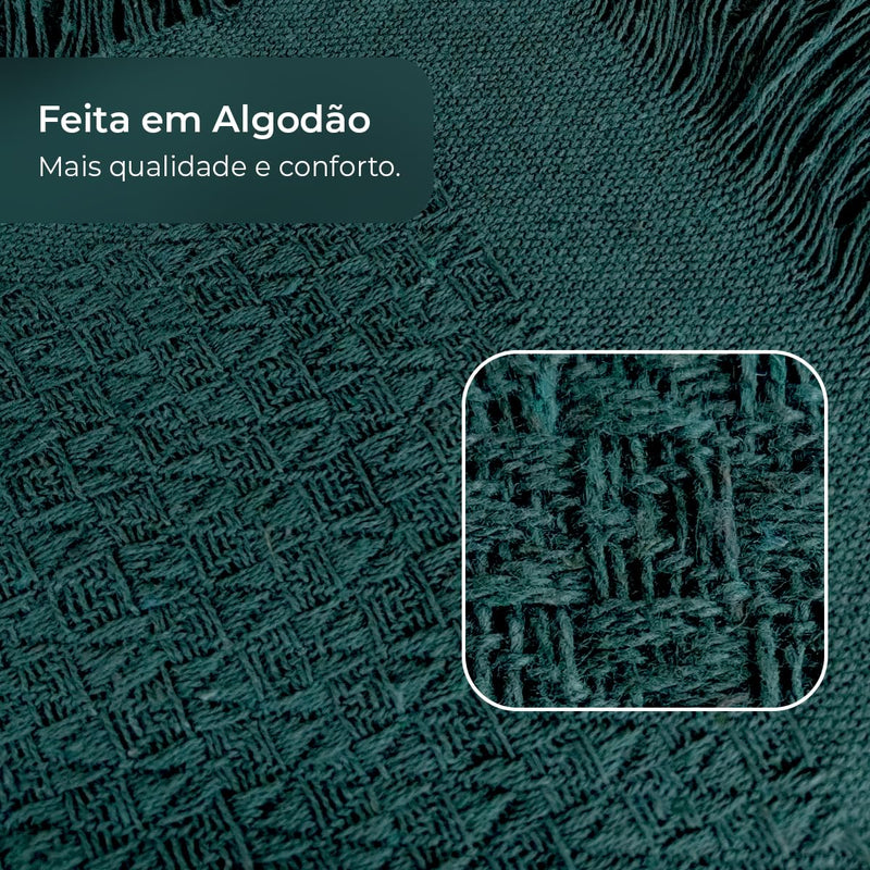 Decolab Manta para Sofá em Algodão com Franjas Artesanais