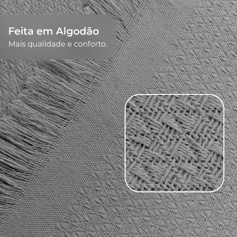 Decolab Manta para Sofá em Algodão com Franjas Artesanais